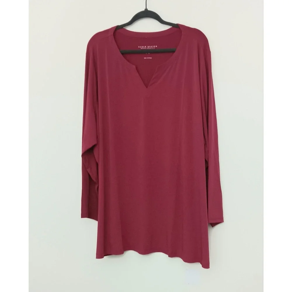Susan Graver Tunic Top Women's Size 5XP Petite Modern Essentials Hot Pink